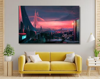 A City in The Future Canvas Poster, Wall Art Design | Poster Print Decor for Home & Office Decoration I POSTER or CANVAS READY to Hang
