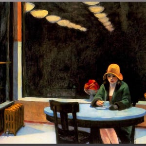 Automat by Edward Hopper Canvas Wall Art | Famous Realism Poster Print | Classic Artwork for Home & Office Decoration