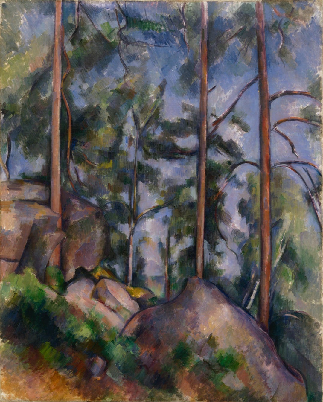 Paul Cezanne Pines and Rocks Canvas, Post Impressionist Forest Art ...
