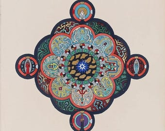 Mandala Carla Junga 105 na płótnie, wydruk z czerwonej książki, dekoracja ścienna z motywem psychologii, symbolika duchowa, prezent z psychologii analitycznej