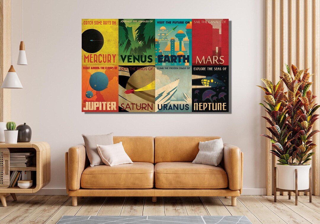 Vintage Space Travel Posters Canvas Wall Art | NASA Poster Print ...