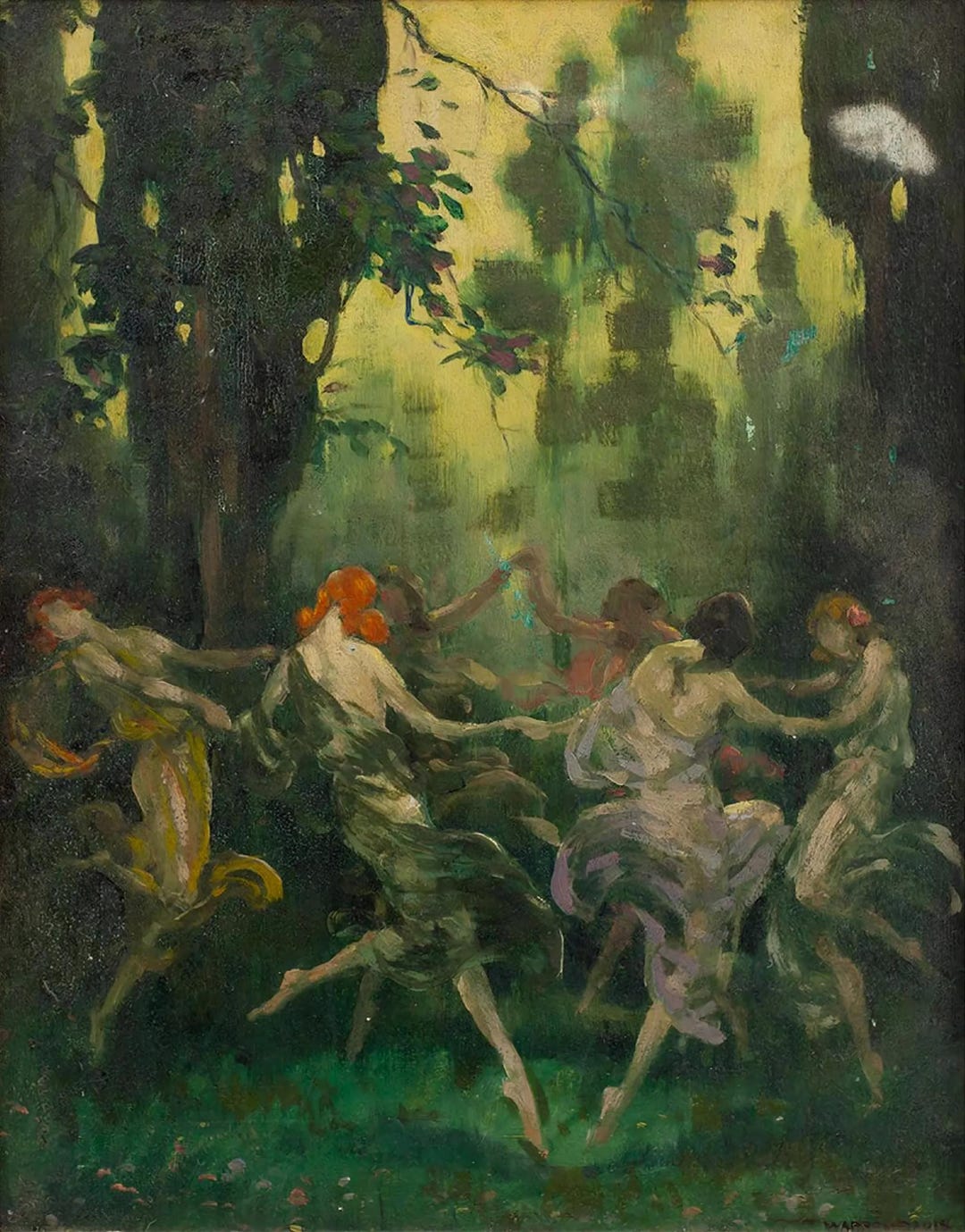 Warren B Davis Women Dancing Canvas, Ethereal Nymph Art Print, Romantic ...