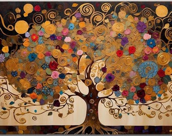 The Tree of Life by Gustav Klimt Canvas Wall Art Design,Art Nouveau Poster Print Decor for Home Office,POSTER or CANVAS READY to Hang