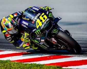 Valentino Rossi The Doctor 46 Poster, MotoGP Racing Canvas Print, Yamaha Motorcycle Wall Art, Sports Fan Gift, Man Cave Garage Decor