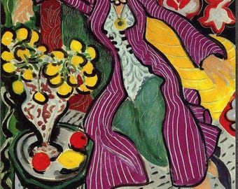 Henri Matisse Woman in a Purple Coat Canvas, Colorful Fauvism Portrait, Abstract Pattern Art, Eclectic Wall Decor, Purple Print