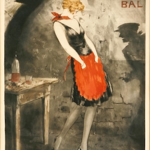 Bailarina apache de Louis Icart / Impresión artística de lienzo art déco vintage / Póster de bailarina de cabaret francesa / Impresión de decoración con ilustración clásica