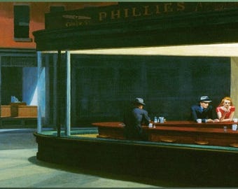 Edward Hopper Nighthawks Canvas Art, Iconic American Realism Night Diner Print