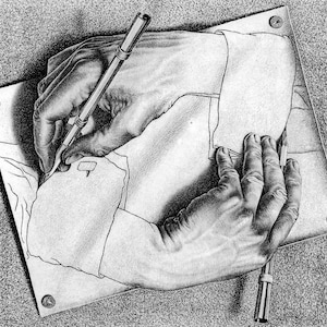 Escher drawing hands - Etsy 日本