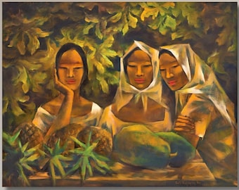 Vendedores de frutas de Anita Magsaysay-Ho Impresión artística en lienzo para pared / Póster o lienzo decorativo moderno para el hogar y la oficina listo para colgar