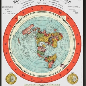 Old Flat Earth World Map 1892 by Alexander Gleason | Vintage Canvas Wall Art, Antique Map Poster Print, Home & Office Decor