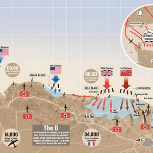 Map of D-Day Normandy Canvas Wall Art, WWII Poster Print, Home & Office Decor
