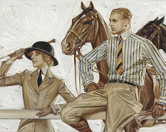 The Arrow Collar Man by J.C. Leyendecker | Art Deco Advertising Canvas Wall Art | Vintage Fashion Illustration Poster | Home Office Decor