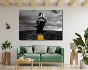 Valentino Rossi Canvas Wall Art Print | Motorcycle Racing Poster | MotoGP Canvas Decor for Home & Office | Ready to Hang