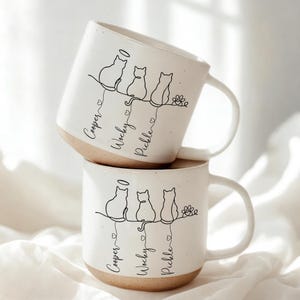 May include: A set of three ceramic mugs with a speckled, matte finish. The mugs are in shades of cream, light gray, and dark gray. Each mug has a simple, minimalist design, perfect for coffee or tea.