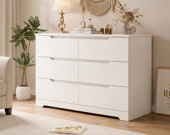 Modern White Dresser with Three Drawers for Minimalist Home Storage and Organization