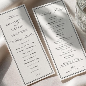 Wedding Program Card, Timeless Black & White, Charlotte Collection (Digital Download)