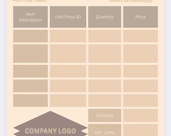 Bewerkbare factuursjablonen (5 kleurenpakket) | Neutraal beige canvas, kleine bedrijven (digitale download)