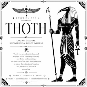 Thoth Egyptische God Art Print & heilige wijsheid gids | Oud-Egyptisch muurdecor | Werken met Thoth | Digitale download