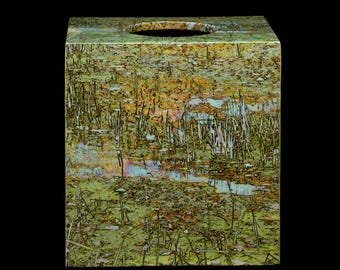 Arts and Crafts Style Tissue Box Cover Watergrasses