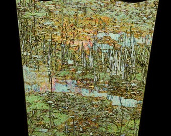 Home and Bathroom Decor -Wastebasket - Arts and Crafts Style Water Grasses