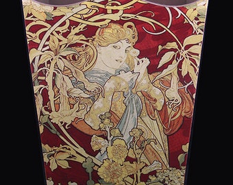 Mucha Home and Bathroom Decor -Wastebasket - Woman with Daisy