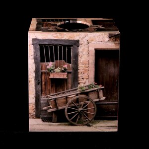 Tissue Box Cover Rustic Cart