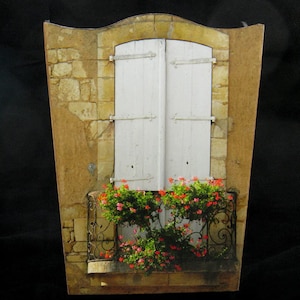 Wastebasket Shutters and Flowers in Domme France image 1