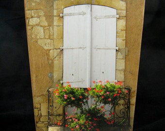 Wastebasket - Shutters and Flowers in Domme France