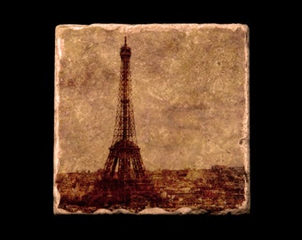 Set of 4 Marble Coasters - View Over Paris Eiffel Tower