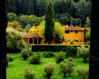 Tissue Box Cover Yellow Farmhouse Near Florence, Italy