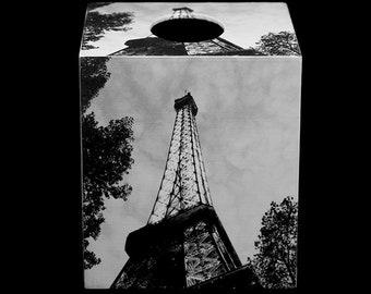 Tissue Box Cover The Eiffel Tower at Dusk in Black and White