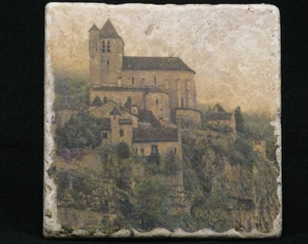 Set of 4 Marble Coasters - Fog Descending on St. Cirq