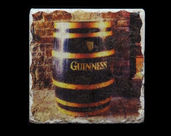 Set of 4 Marble Coasters - Guinness Barrel