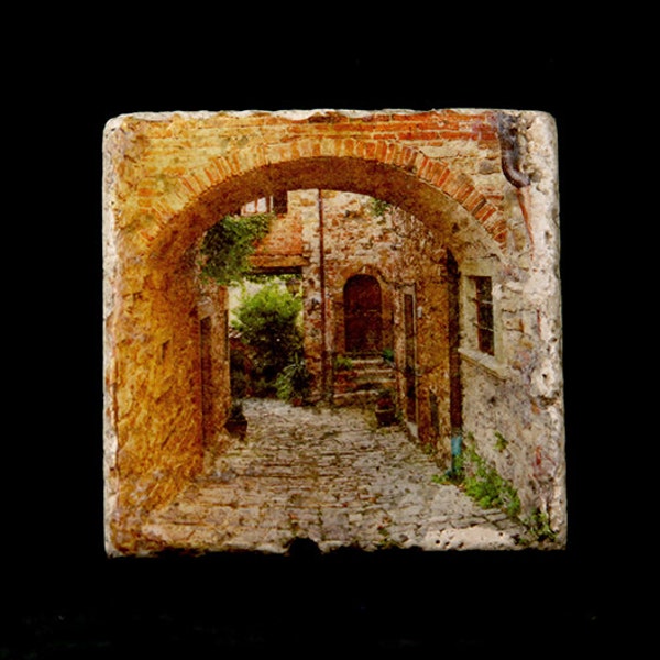 Set of 4 Marble Coasters - Arch and Lane in Tuscany