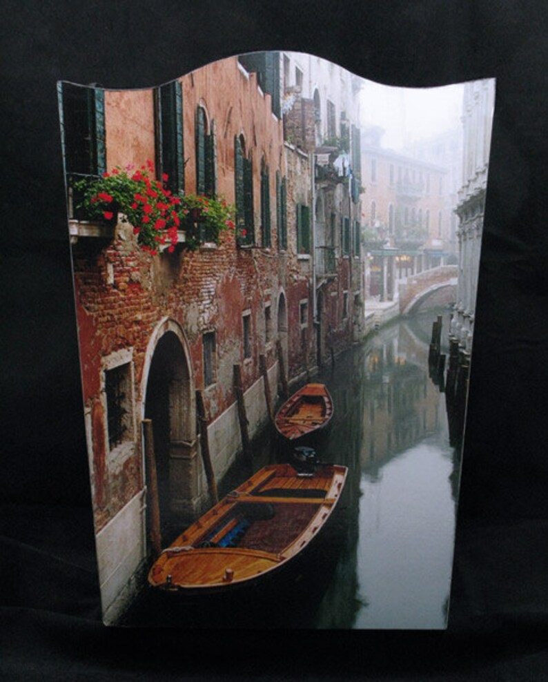 Wastebasket Morning Mist on a Narrow Canal image 1