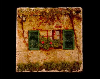 Set of 4 Marble Coasters - Window in Chianti