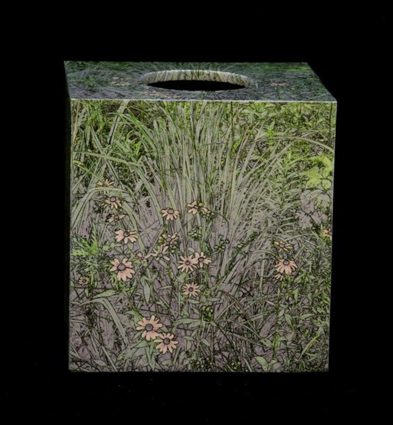 SET Wastebasket and Tissue Box Cover Arts and Crafts Style Etsy