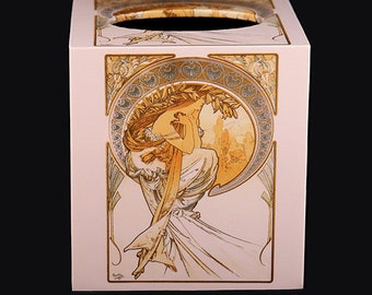 Tissue Box Cover Mucha Art Nouveau Home Decor - Poetry