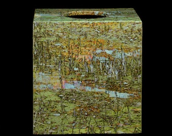 Arts and Crafts Style Tissue Box Cover Watergrasses