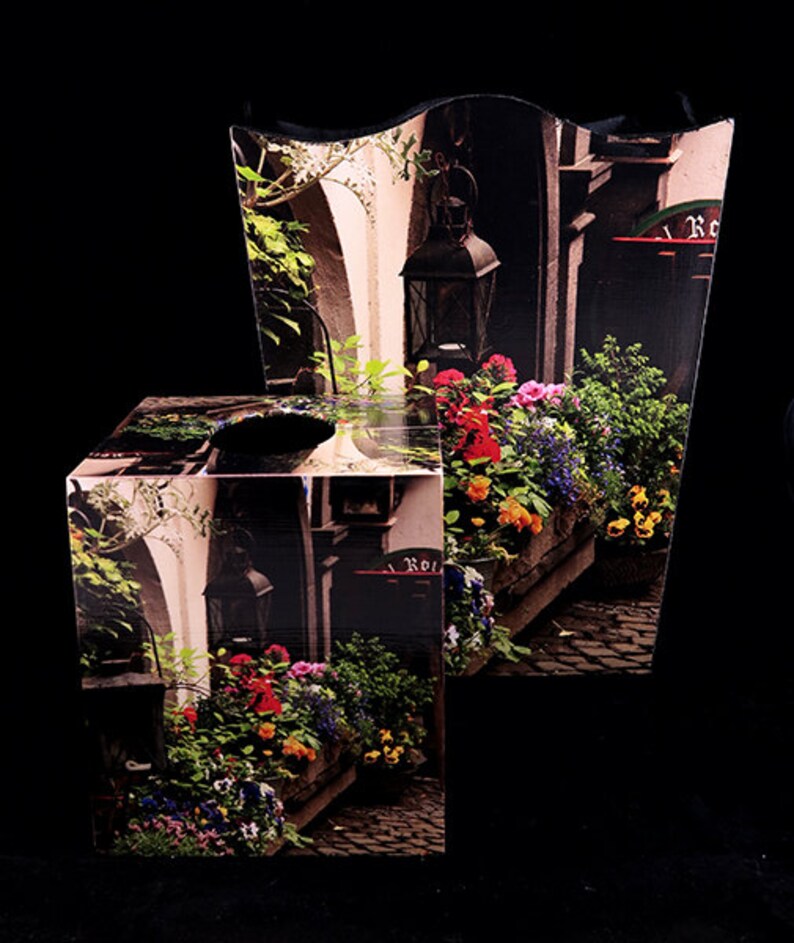 SET Wastebasket and Tissue Box Cover Floral Display in Etsy