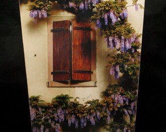 Wastebasket - Wisteria and Brown Shutters