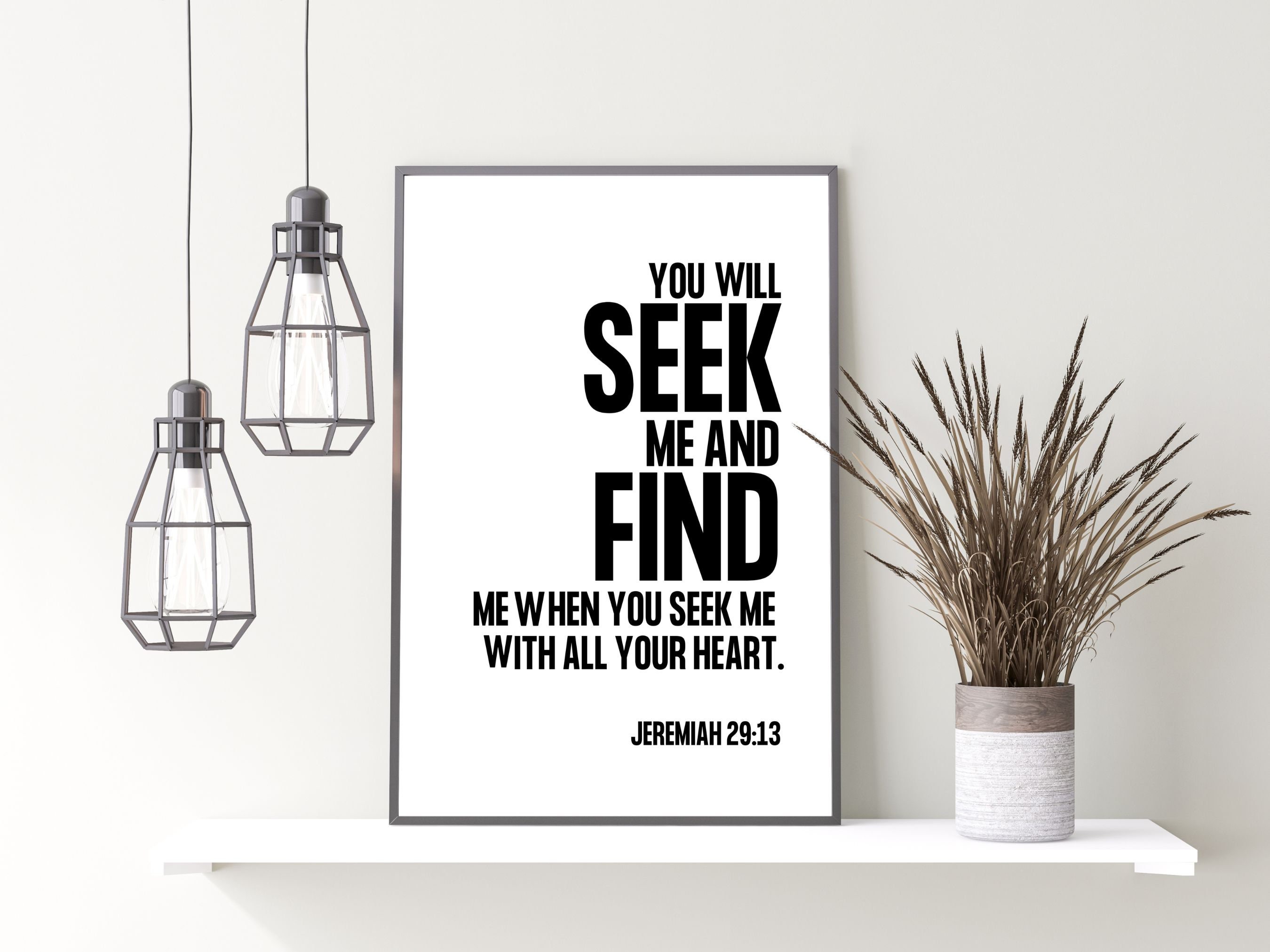Scripture Prints, Bible Verse Printable, Jeremiah 29:13, Christian Decor, Bible Verse Jpg ...