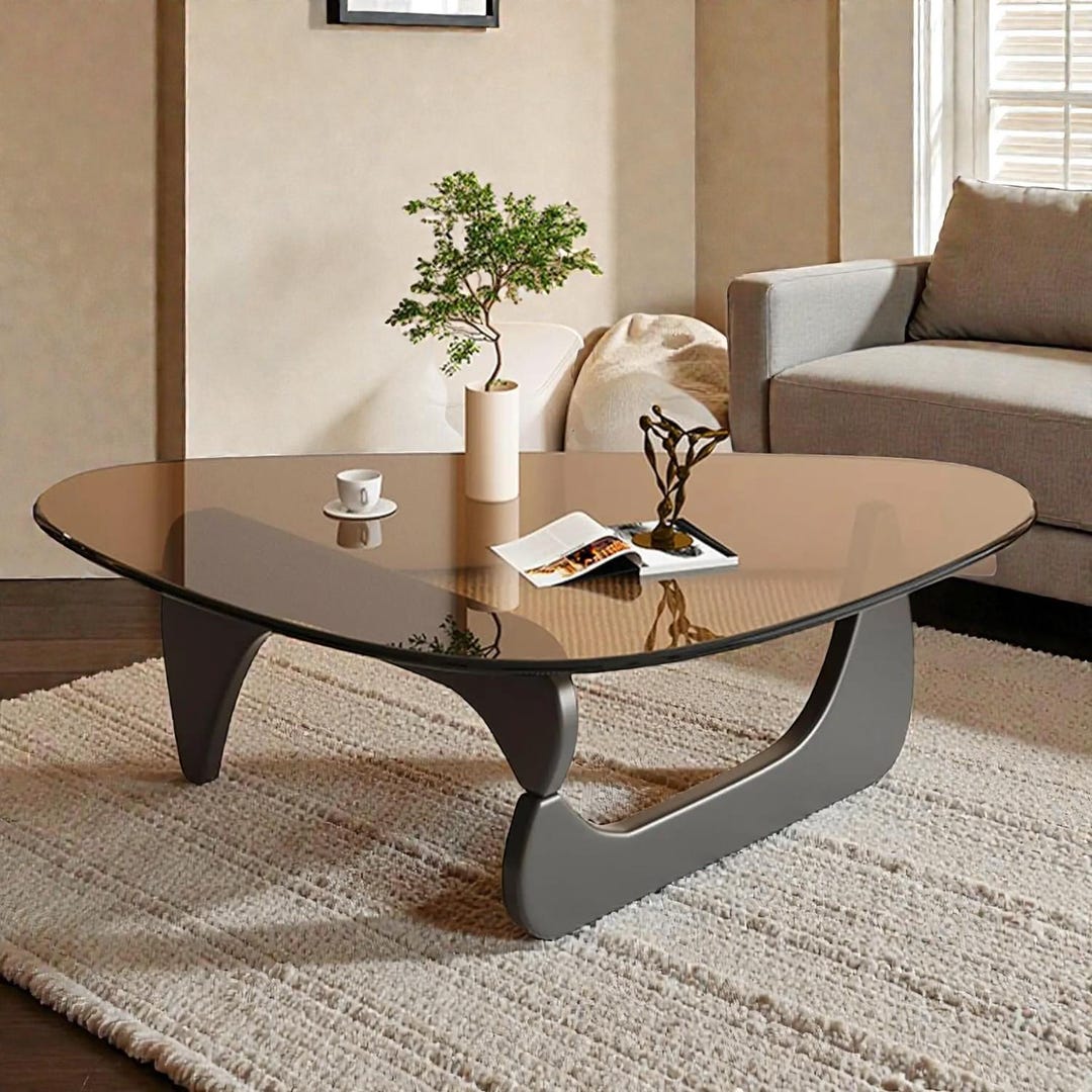 Modern Glass Coffee Table, Oval Triangle Living Room Center Table With ...