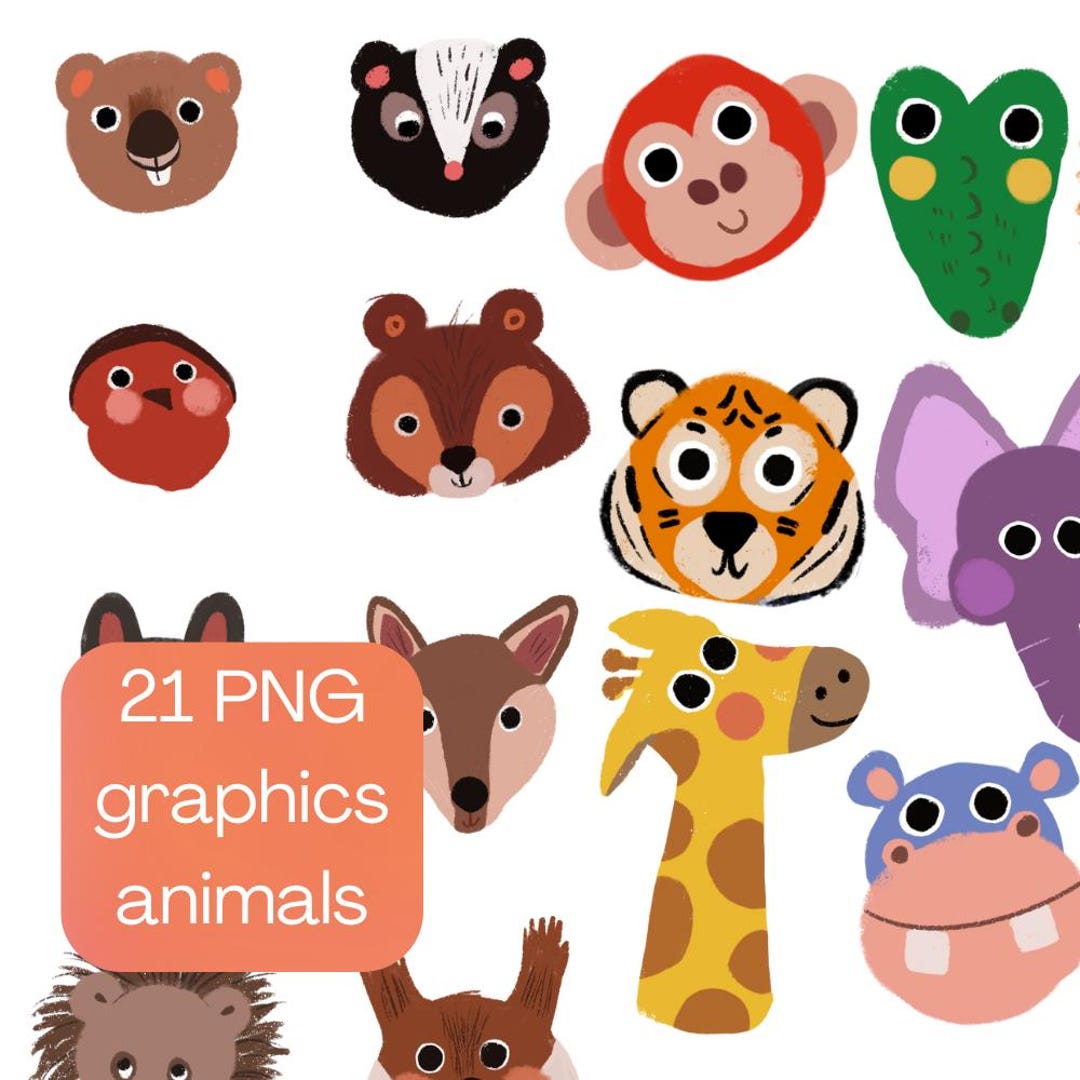 Whimsical Animal Printable Graphics (not Individual Pieces), Jungle ...