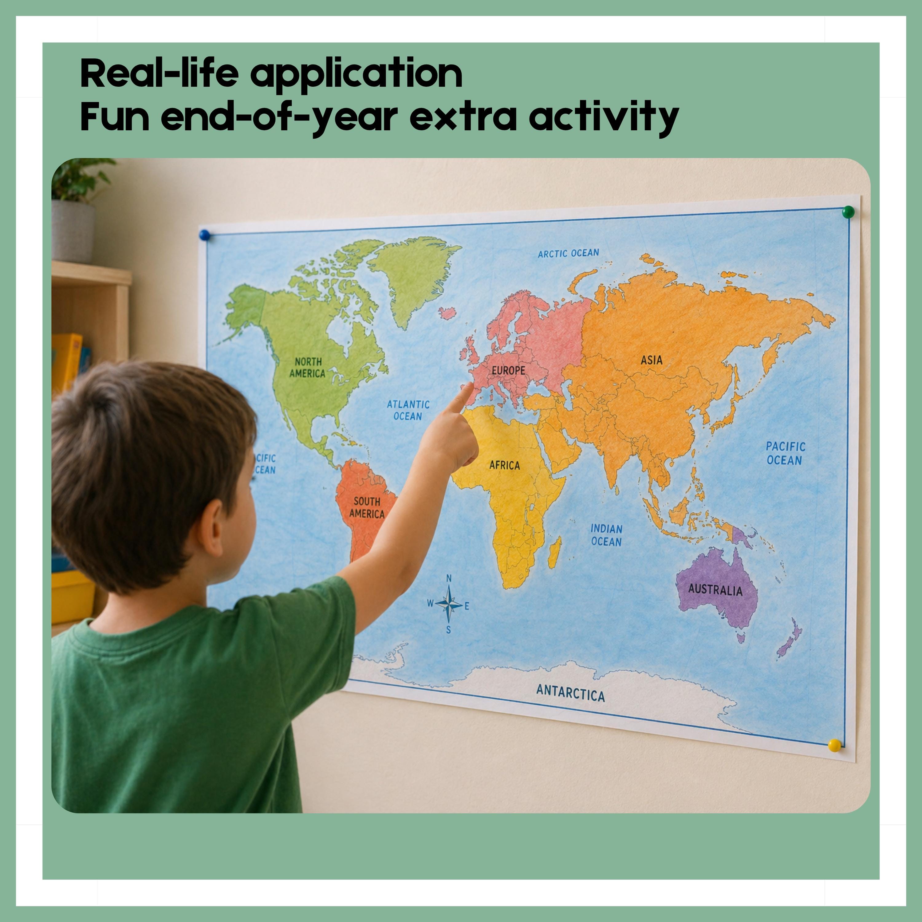 World Map Learning Activity Printable, Geography Worksheet for Kids ...