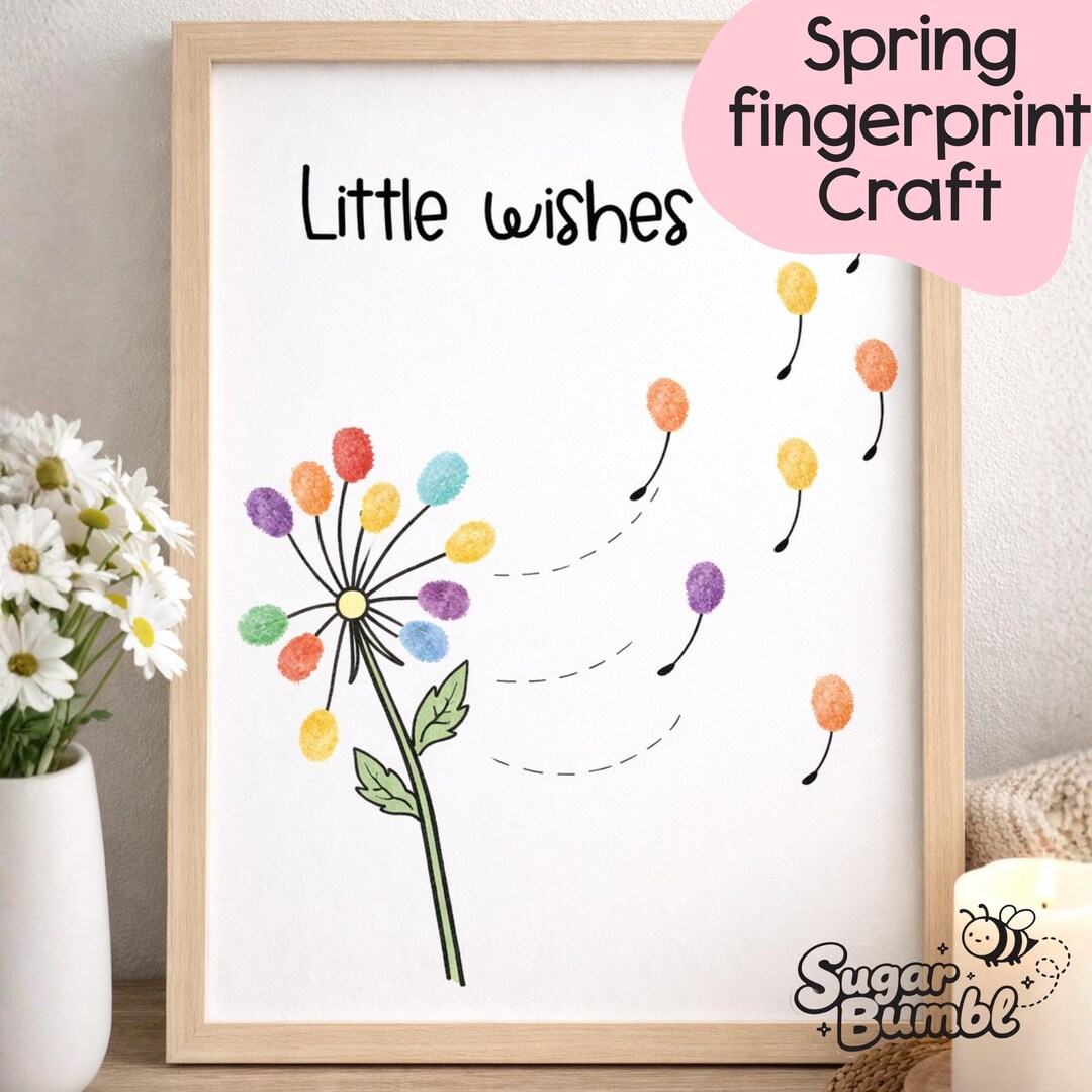 Fingerprint Dandelion Craft Printable | Little Wishes Kids Art Activity ...