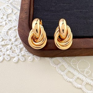 18K Gold Plated Knot Stud Earrings, Chunky Statement Jewelry
