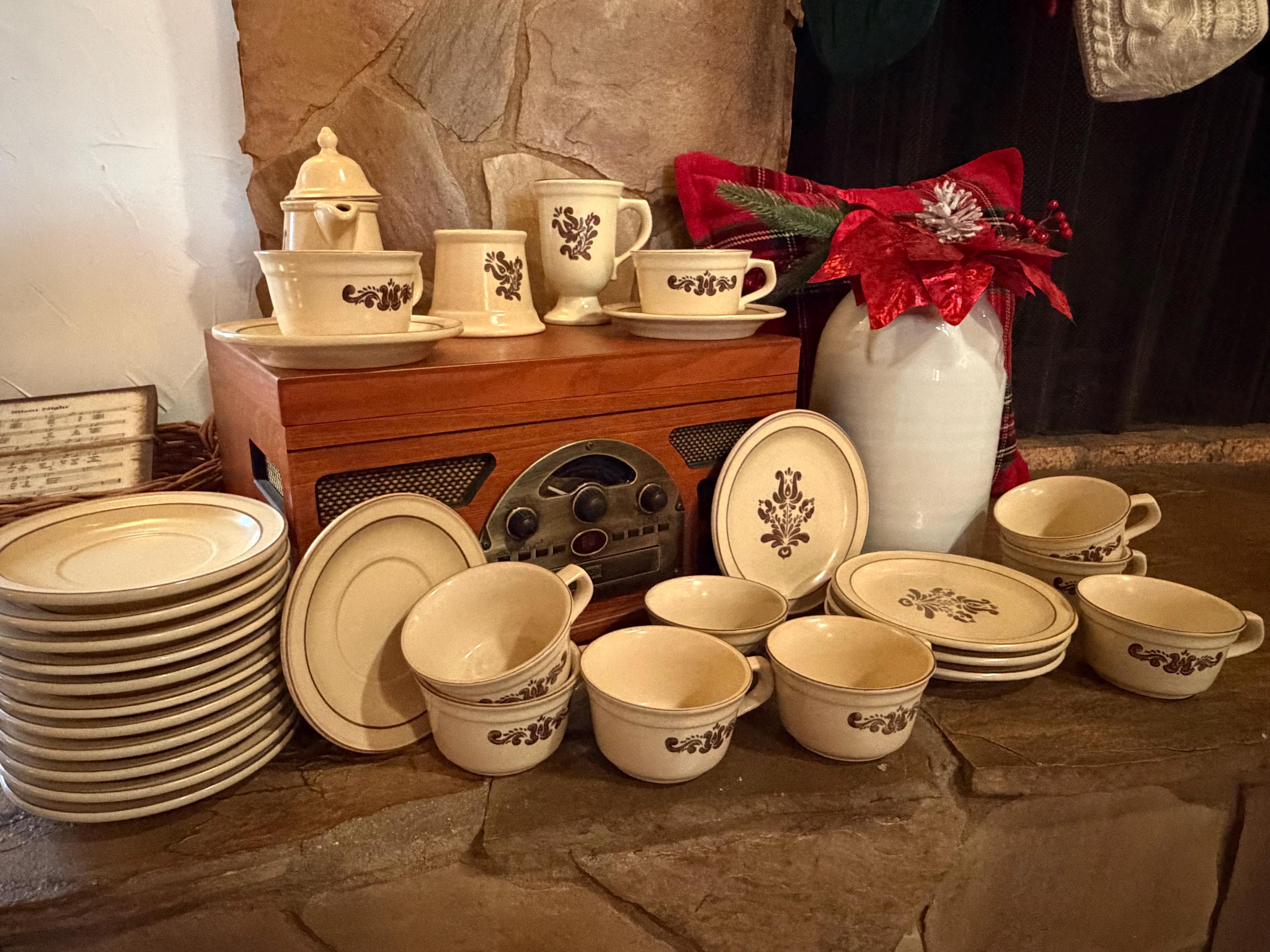 Vintage Pfaltzgraff Folk Art Stoneware – Choose Your Piece: Plates, Bowls, Mugs, Pitcher (Blue, Colonial Style)