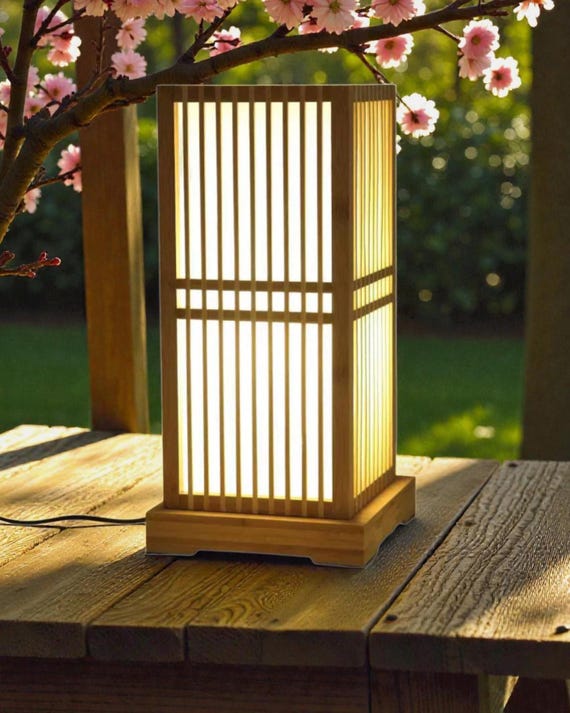 Japanese Bamboo Table Lamp: Modern Japanese-Inspired Bedside Reading Light