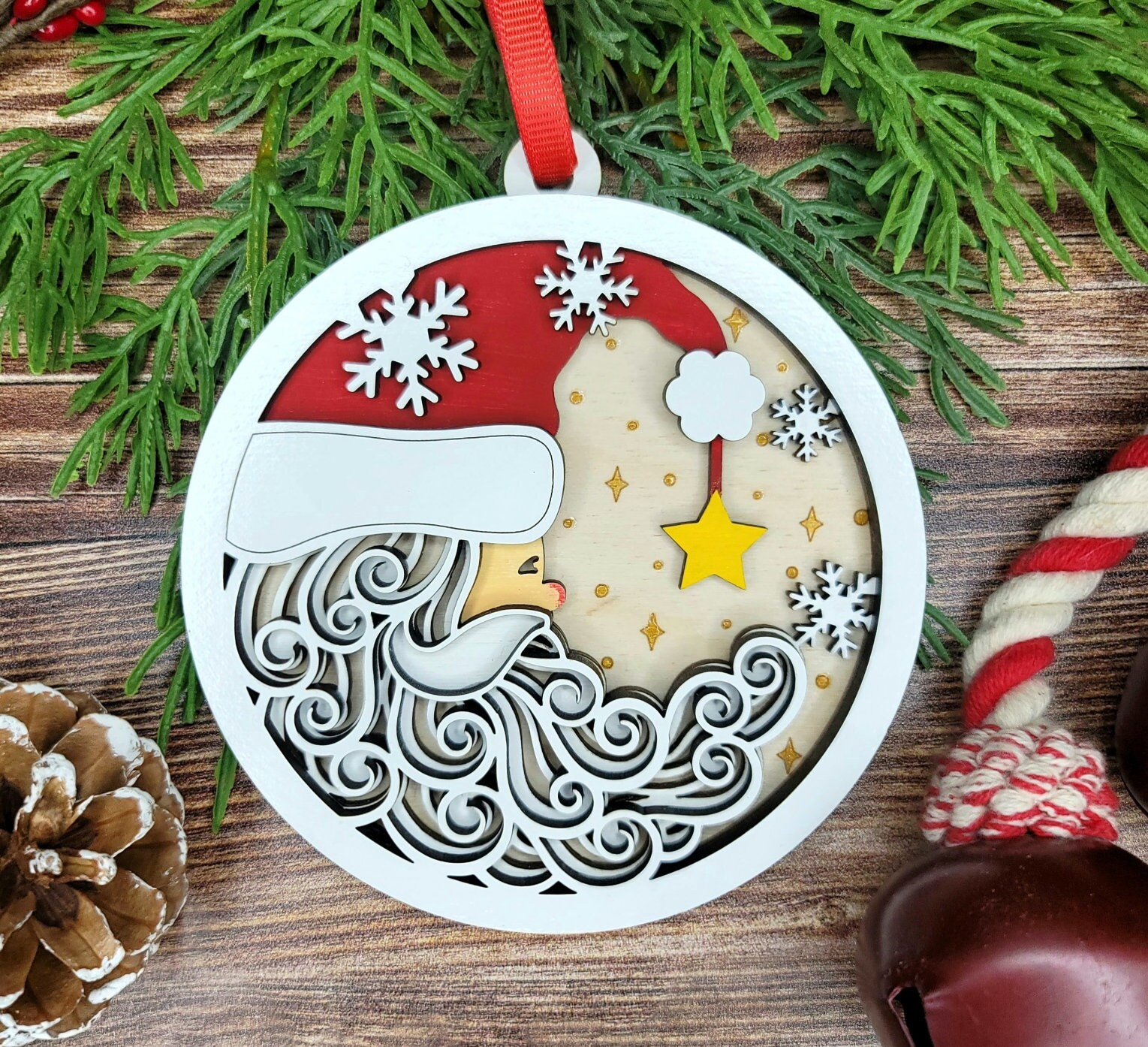 Wooden Santa Keepsake, Saint Nick Tree Ornament, Exchange Gift Ideas